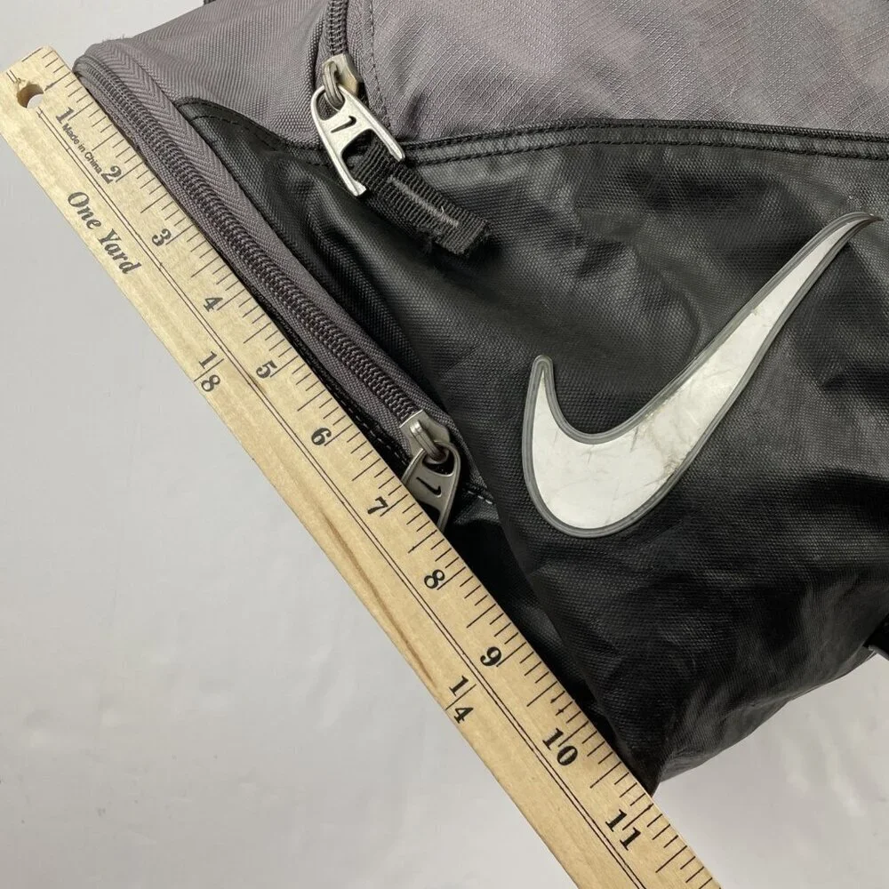 Nike Training Duffle Bag Medium Gym Black Gray Shoulder Strap Zip Shoe Pocket